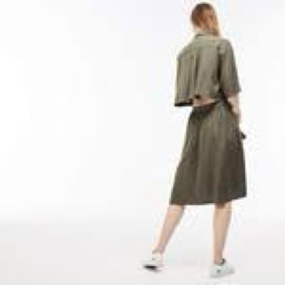 Lacoste Olive Green Button-Down Midi dress - Picture 2 of 8